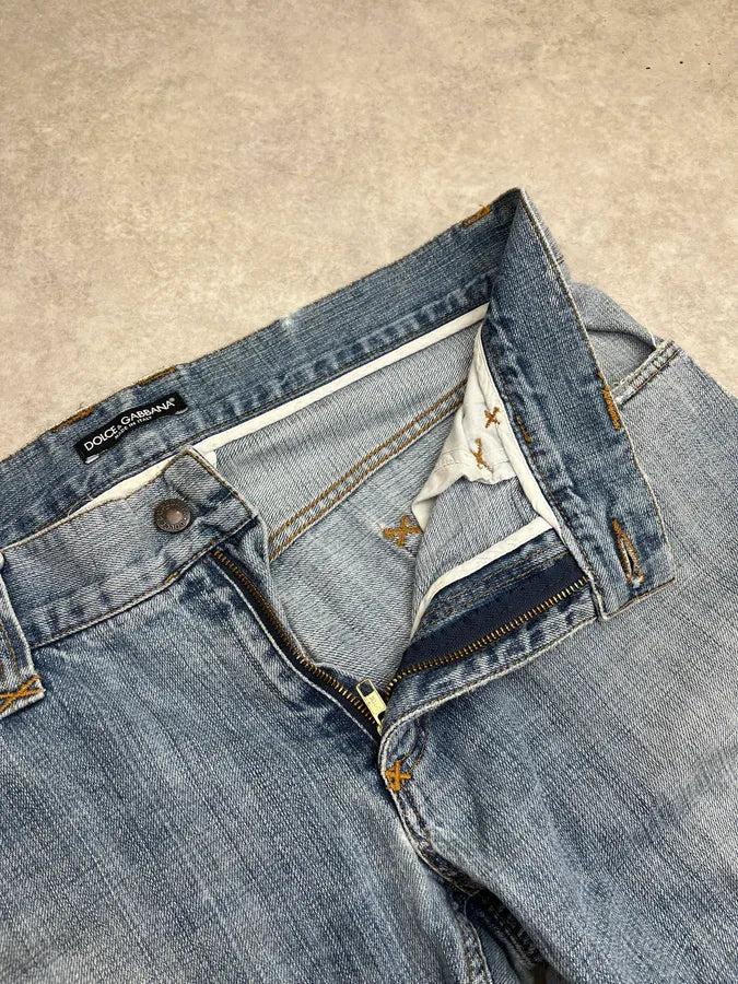 AW2008 Dolce & Gabbana Contrast Back Pocket Light Blue Denim Jeans lgoVKXc 13