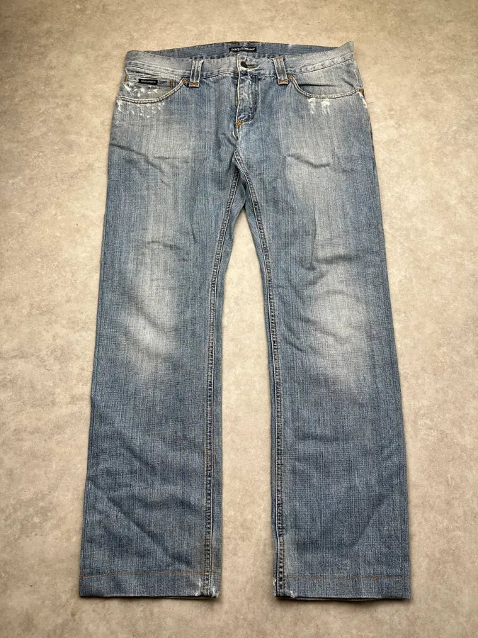 AW2008 Dolce & Gabbana Contrast Back Pocket Light Blue Denim Jeans lgoVKXc 5