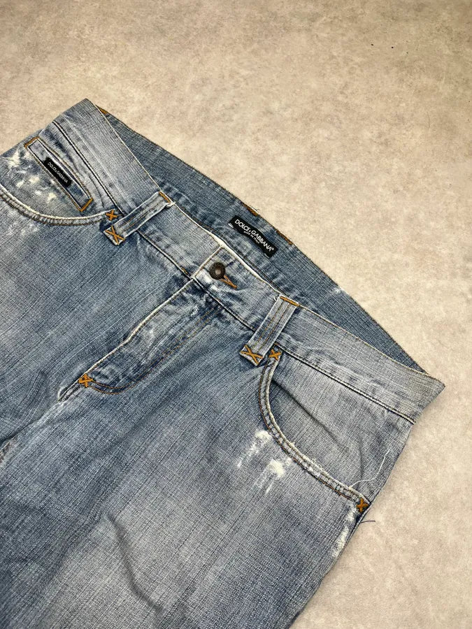 AW2008 Dolce & Gabbana Contrast Back Pocket Light Blue Denim Jeans lgoVKXc 6