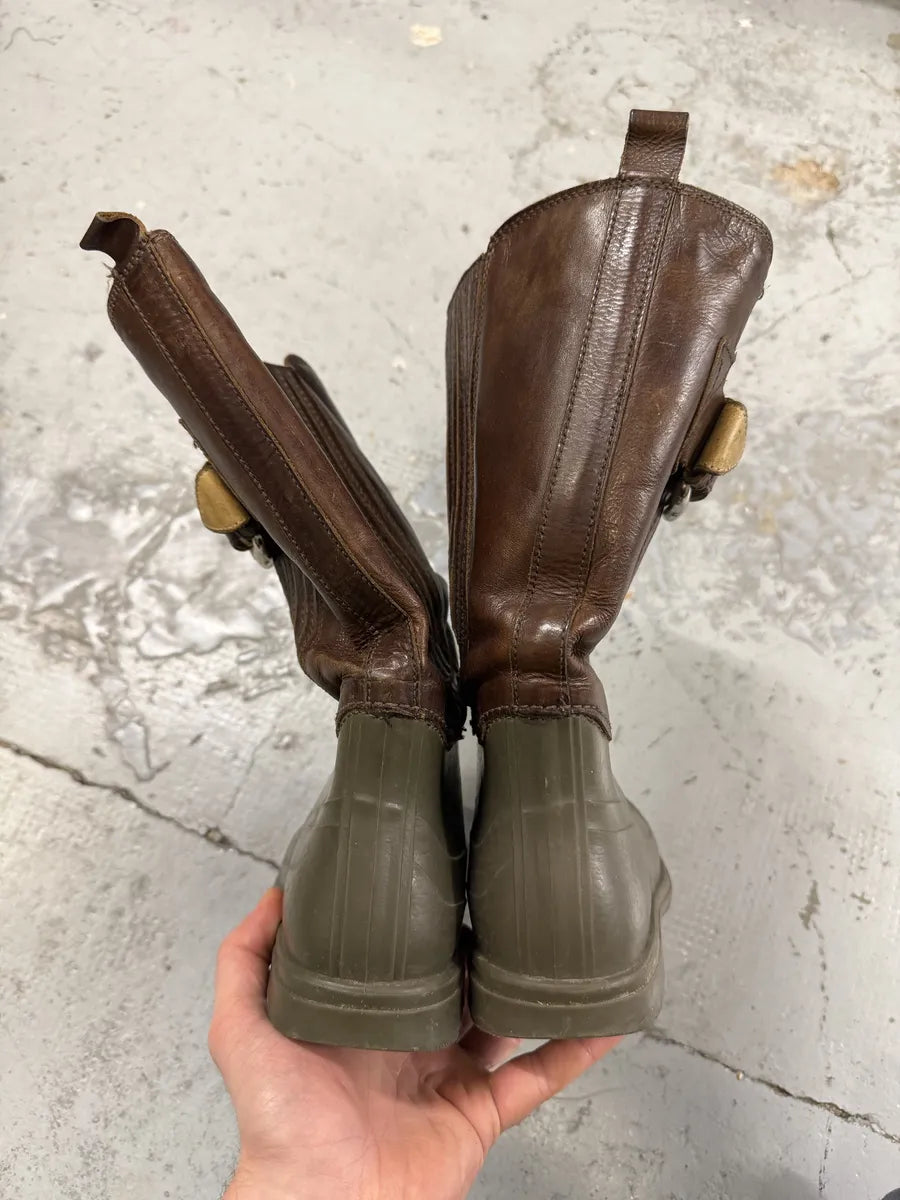 AW2008 Dolce & Gabbana Green & Brown Leather Boots EneMrgw 5
