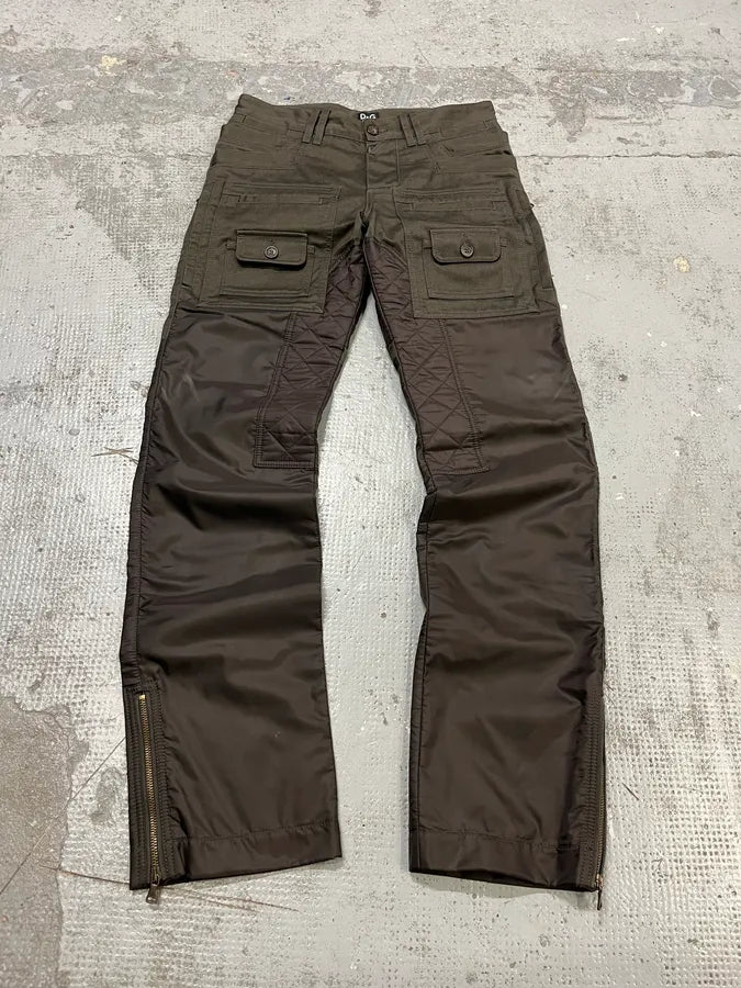 AW2008 Dolce & Gabbana Hybrid Khaki Nylon Cargo Pants dKgQZrJ 0