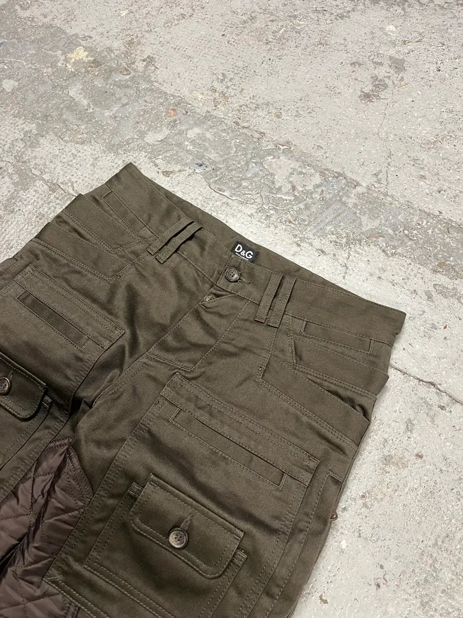 AW2008 Dolce & Gabbana Hybrid Khaki Nylon Cargo Pants dKgQZrJ 4