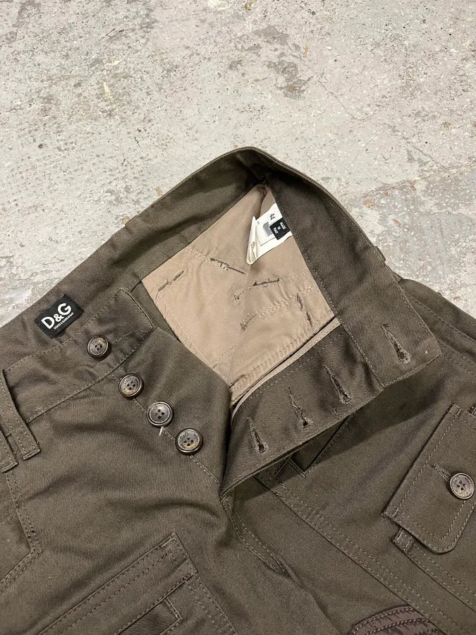 AW2008 Dolce & Gabbana Hybrid Khaki Nylon Cargo Pants dKgQZrJ 8