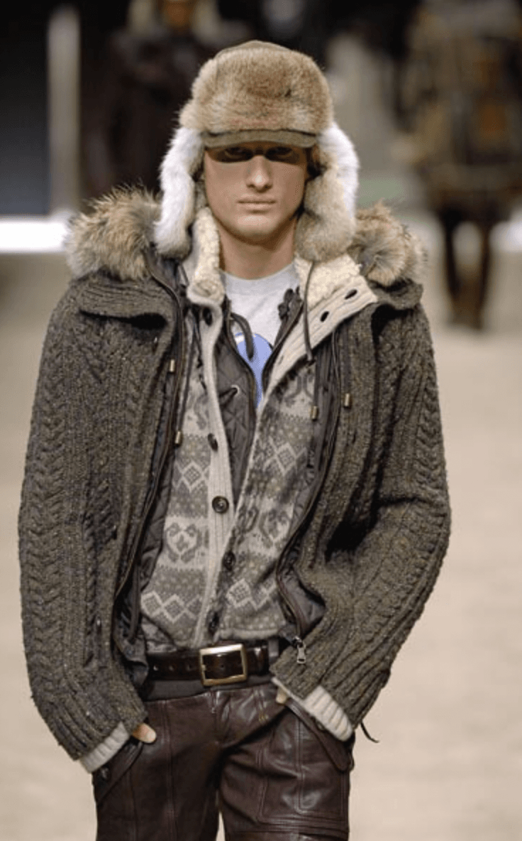 AW2008 Dolce & Gabbana Khaki Wool Layered Fur Collar Jacket IeysjYf 1