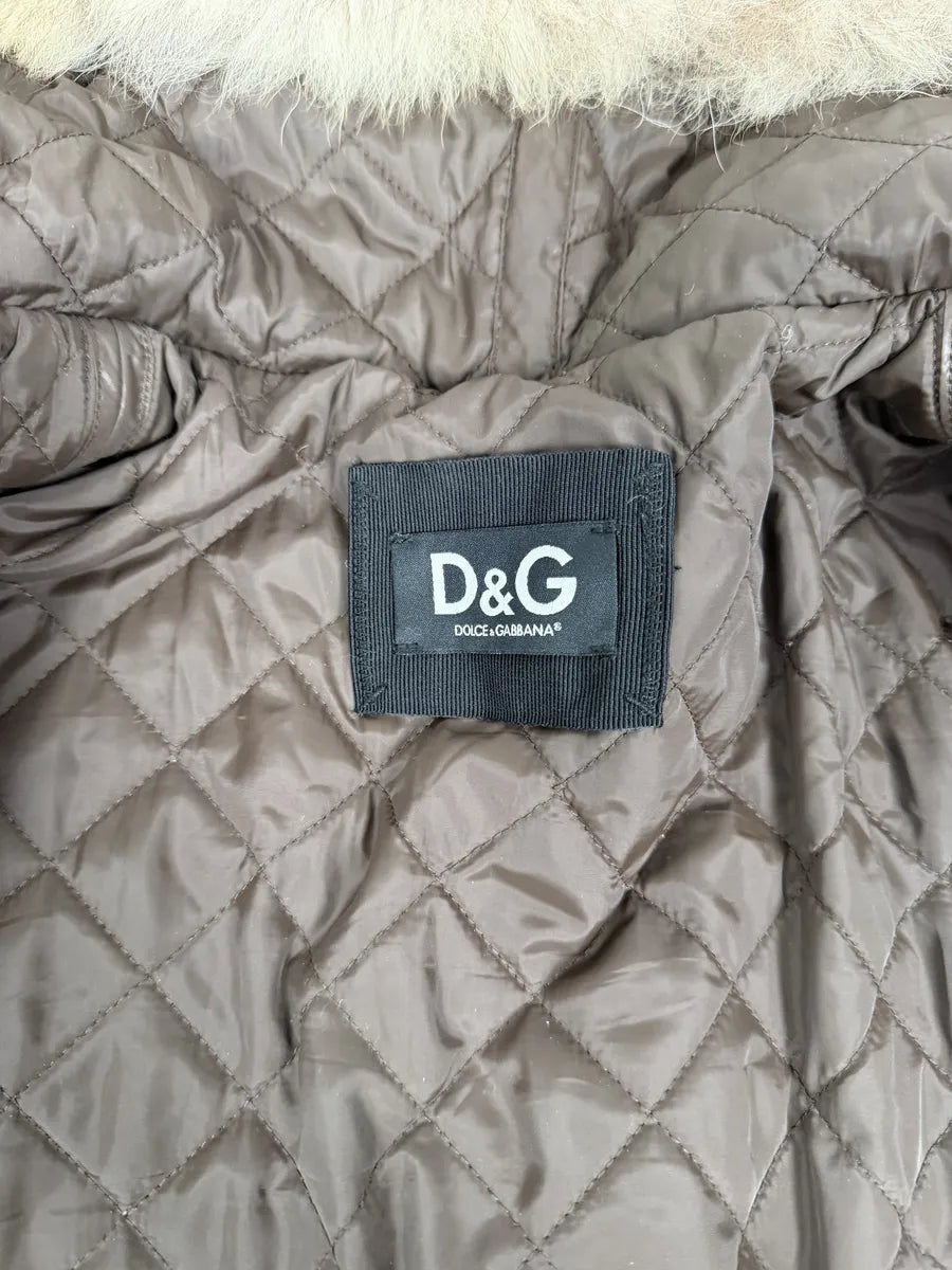AW2008 Dolce & Gabbana Khaki Wool Layered Fur Collar Jacket IeysjYf 11