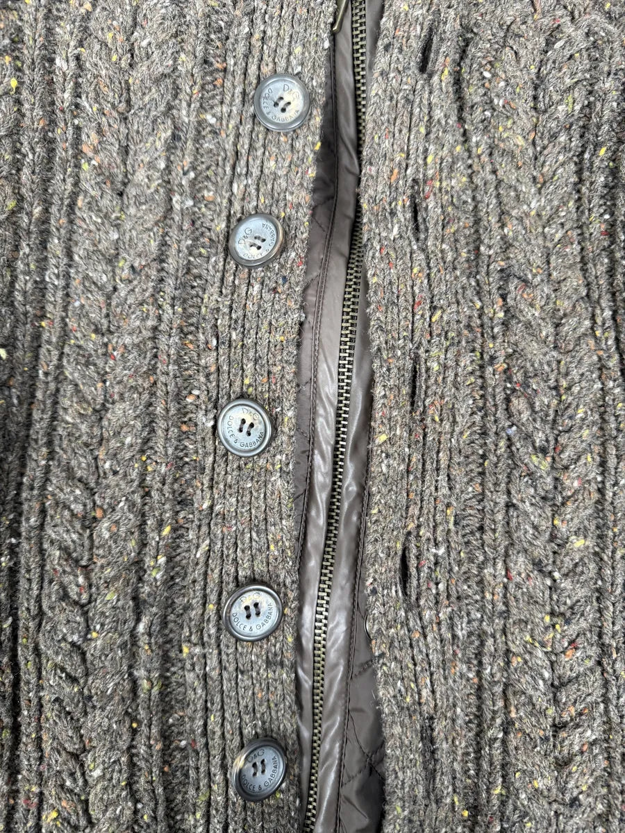 AW2008 Dolce & Gabbana Khaki Wool Layered Fur Collar Jacket IeysjYf 13