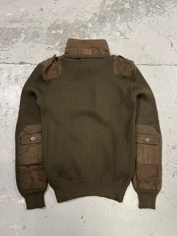 AW2008 Dolce & Gabbana Olive Green Wool & Military Canva Sweater XeKuDAa 6
