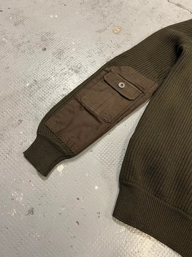 AW2008 Dolce & Gabbana Olive Green Wool & Military Canva Sweater XeKuDAa 7