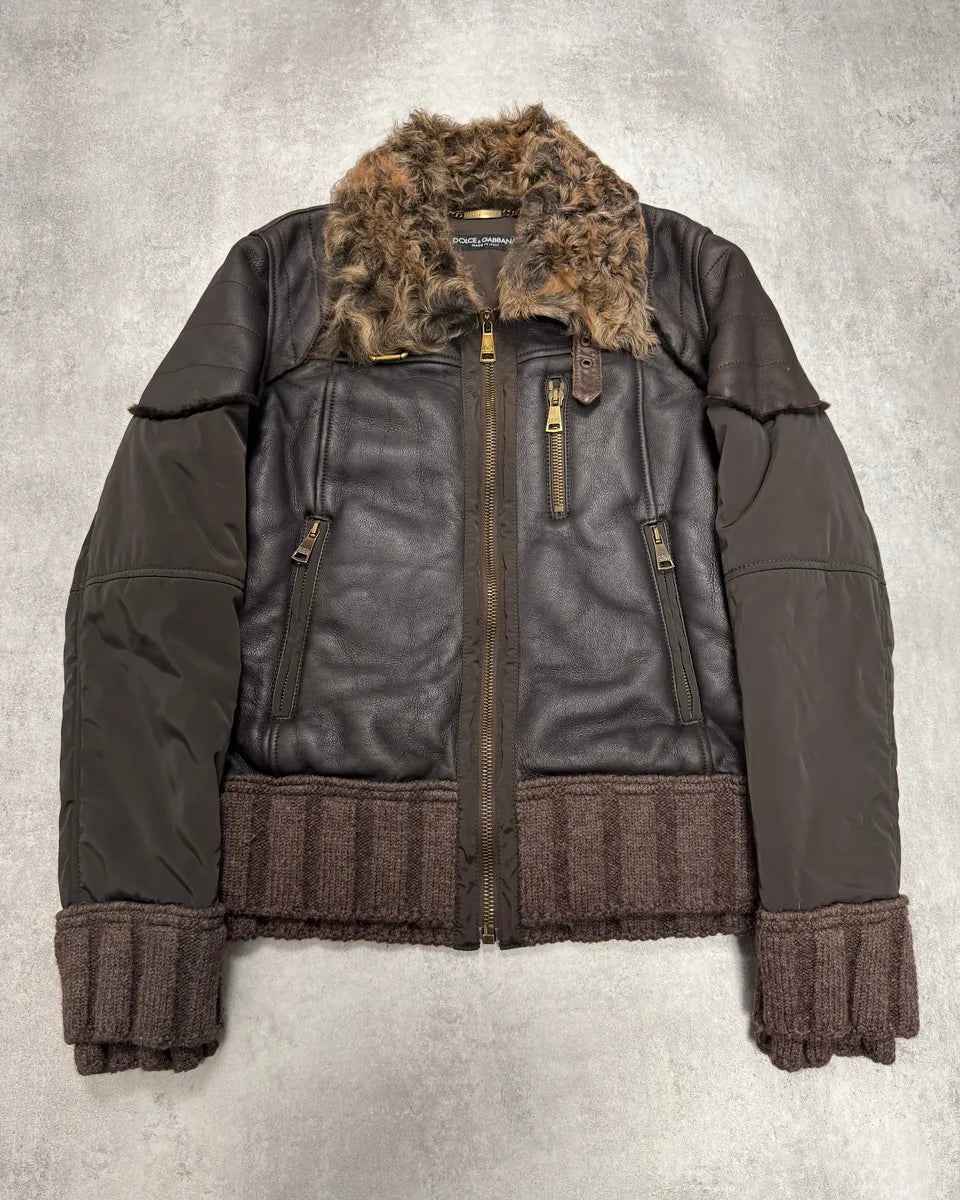 AW2008 Dolce & Gabbana Shearling Hybrid Bomber Jacket zXfRiSB 0