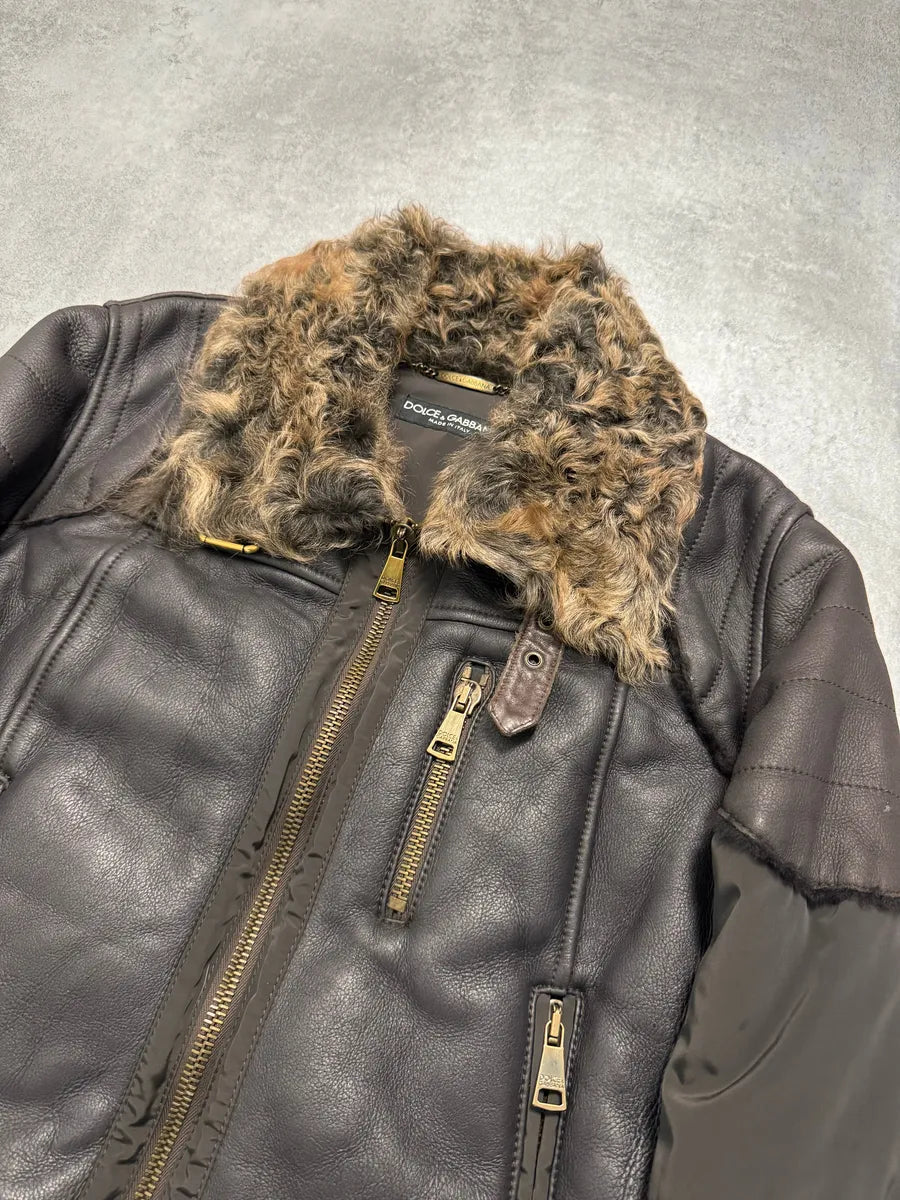 AW2008 Dolce & Gabbana Shearling Hybrid Bomber Jacket zXfRiSB 1