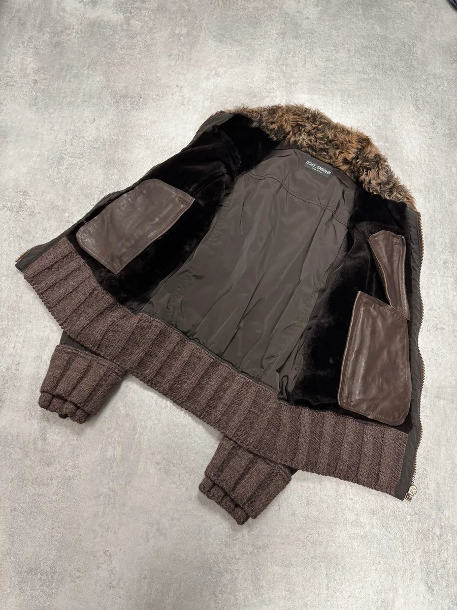 AW2008 Dolce & Gabbana Shearling Hybrid Bomber Jacket zXfRiSB 3
