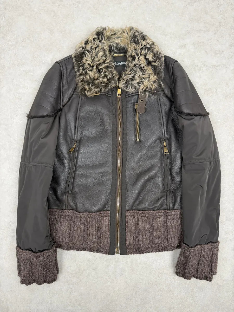 AW2008 Dolce & Gabbana Shearling Leather Brown Jacket FwFVDLG 3