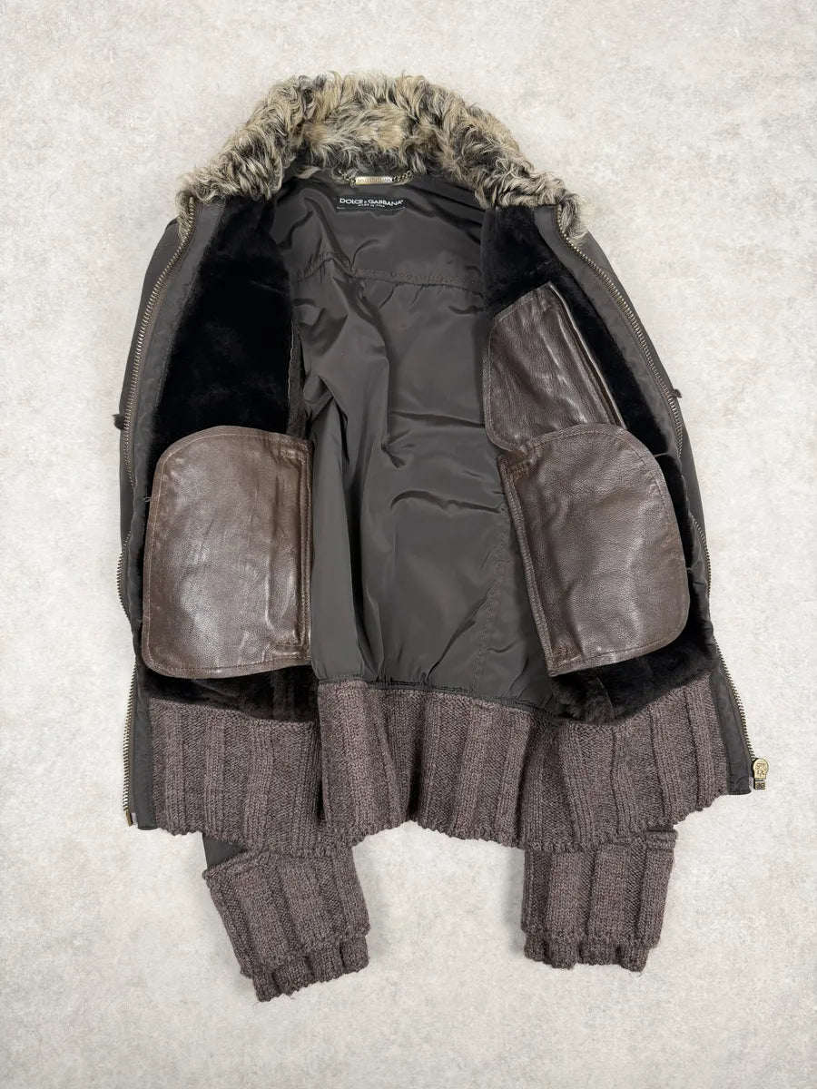 AW2008 Dolce & Gabbana Shearling Leather Brown Jacket FwFVDLG 4
