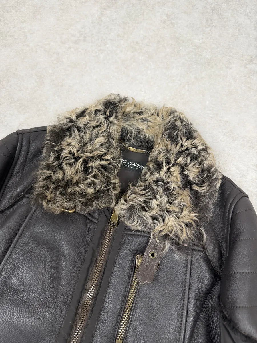 AW2008 Dolce & Gabbana Shearling Leather Brown Jacket FwFVDLG 5