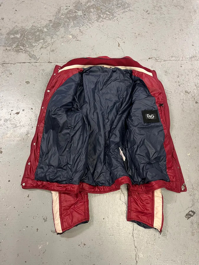 AW2008 Dolce & Gabbana Ski Retractable Hood Red Puffer Jacket zTBrJcS 8
