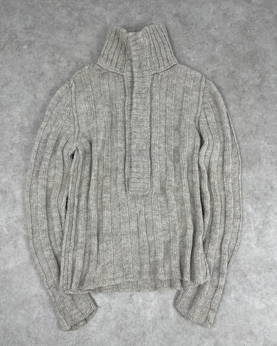 AW2006 Dolce & Gabbana Wool & Alpaca Grey Buttoned Polo Sweater zDxSdDc 0