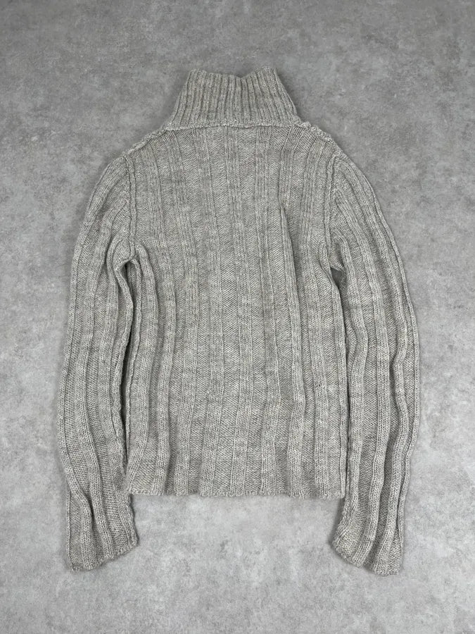AW2006 Dolce & Gabbana Wool & Alpaca Grey Buttoned Polo Sweater zDxSdDc 8