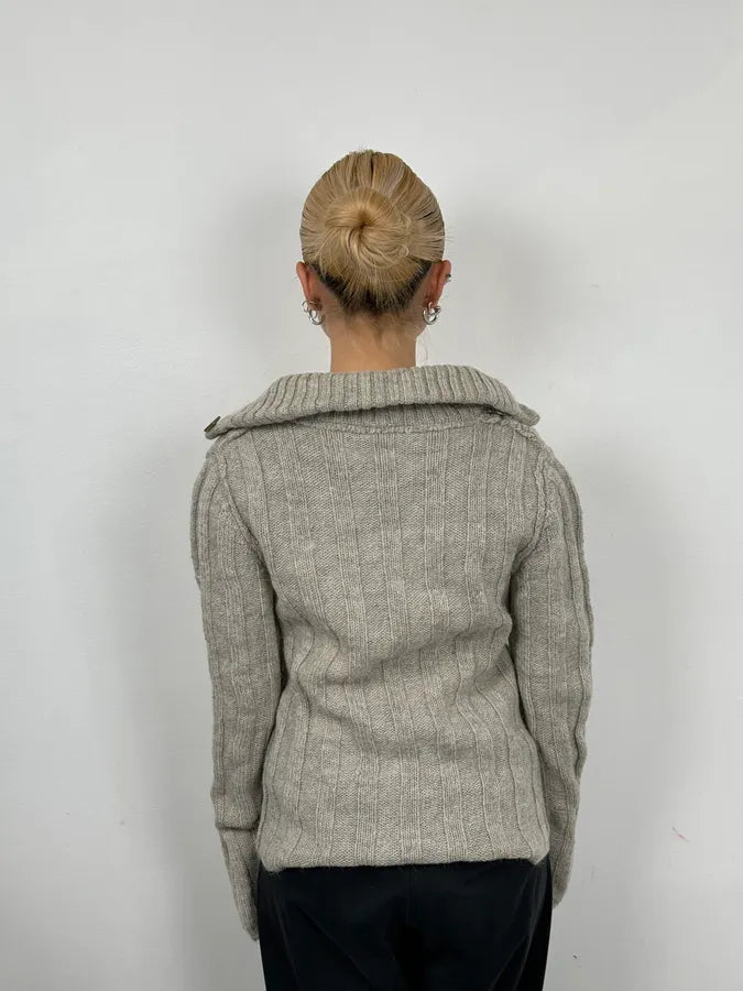 AW2006 Dolce & Gabbana Wool & Alpaca Grey Buttoned Polo Sweater zDxSdDc 3