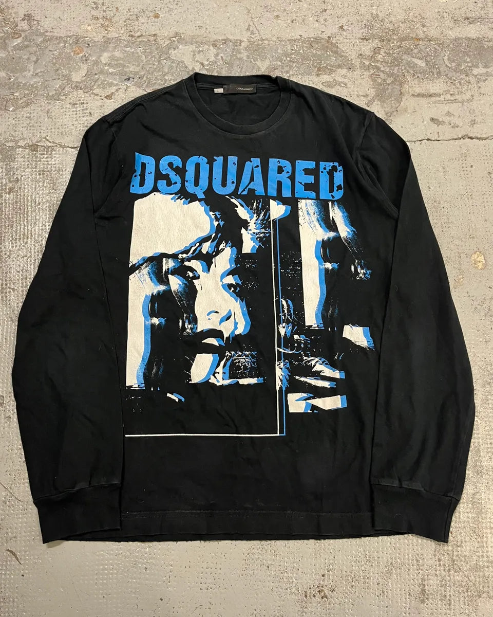 AW2008 Dsquared2 Black & Blue Obscure  Longsleeve T-Shirt zPaABAb 0