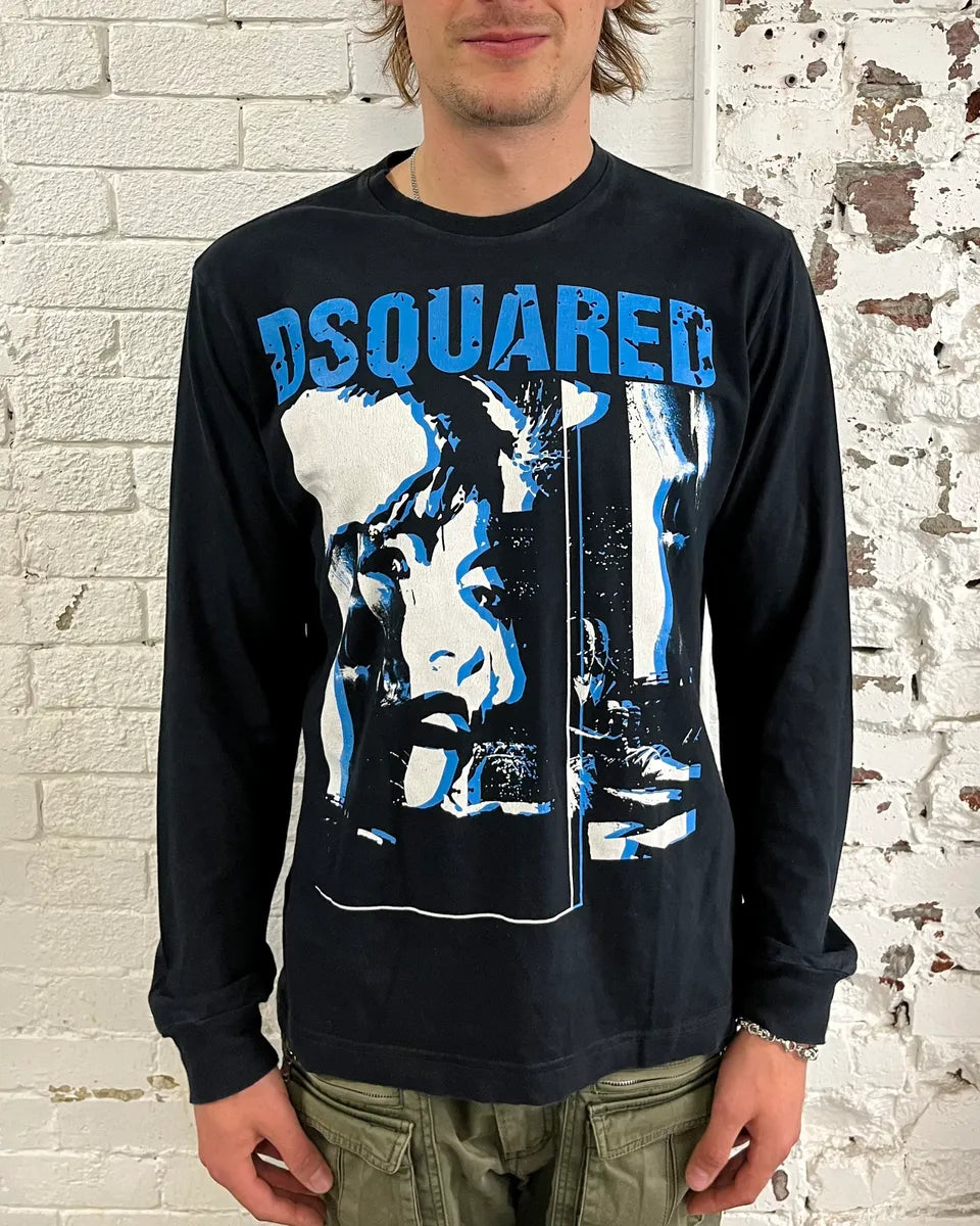 AW2008 Dsquared2 Black & Blue Obscure  Longsleeve T-Shirt zPaABAb 1