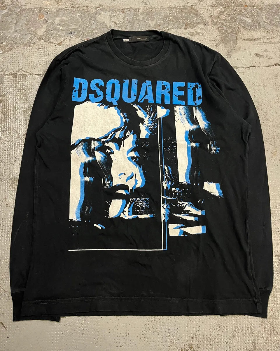 AW2008 Dsquared2 Black & Blue Obscure  Longsleeve T-Shirt zPaABAb 3