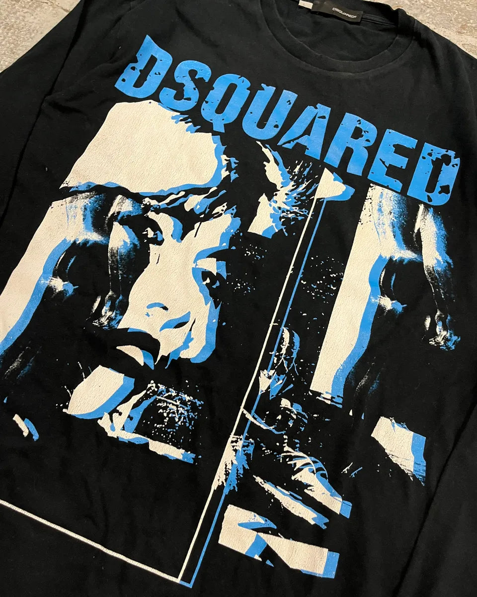 AW2008 Dsquared2 Black & Blue Obscure  Longsleeve T-Shirt zPaABAb 5