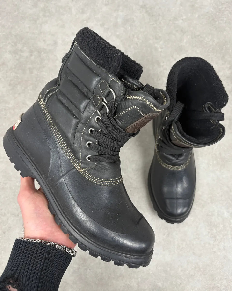 AW2008 Dsquared2 Black Puffer Leather Ski Boots PaeyDKq 0