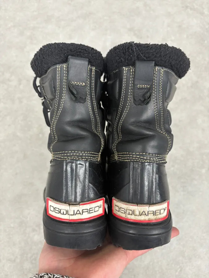 AW2008 Dsquared2 Black Puffer Leather Ski Boots PaeyDKq 4