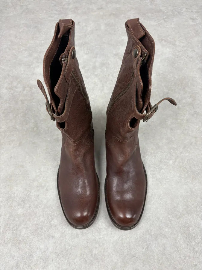 AW2008 Dsquared2 Brown Ankle Leather Western Boots ofBoiKY 1