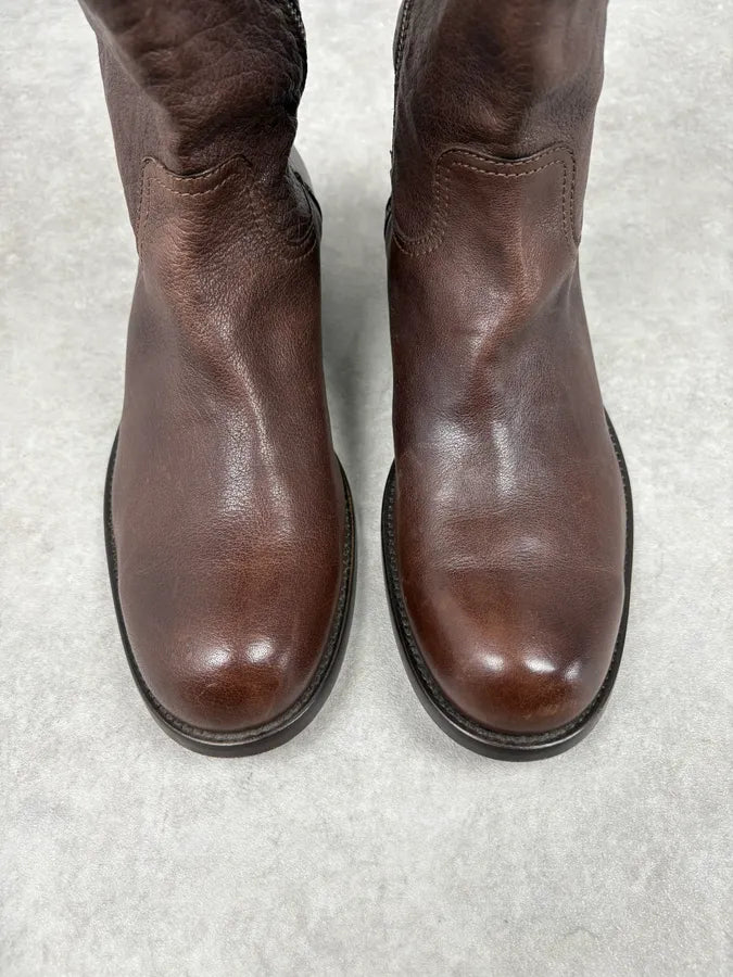 AW2008 Dsquared2 Brown Ankle Leather Western Boots ofBoiKY 2