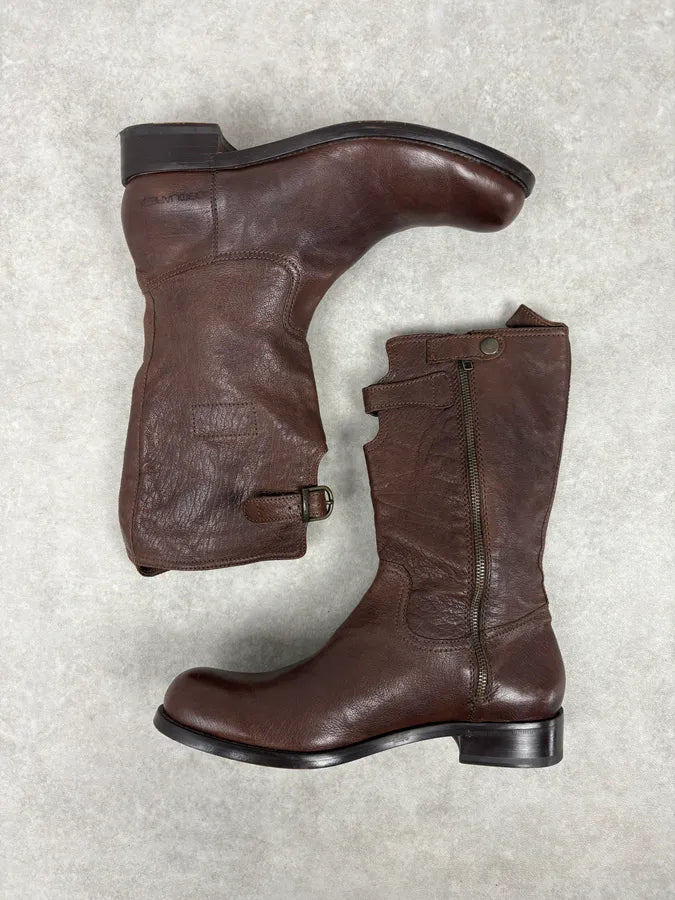AW2008 Dsquared2 Brown Ankle Leather Western Boots ofBoiKY 3