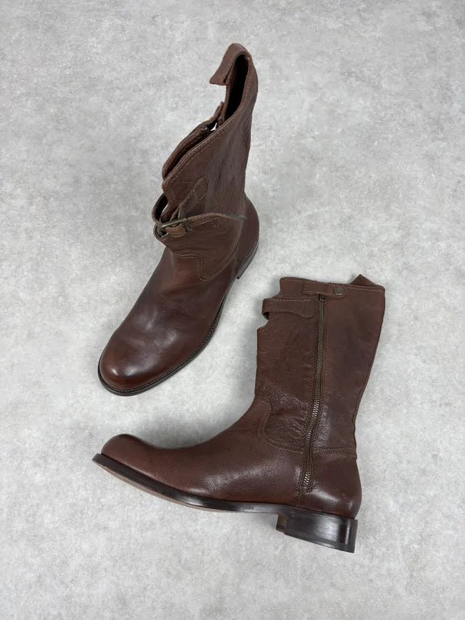 AW2008 Dsquared2 Brown Ankle Leather Western Boots ofBoiKY 5