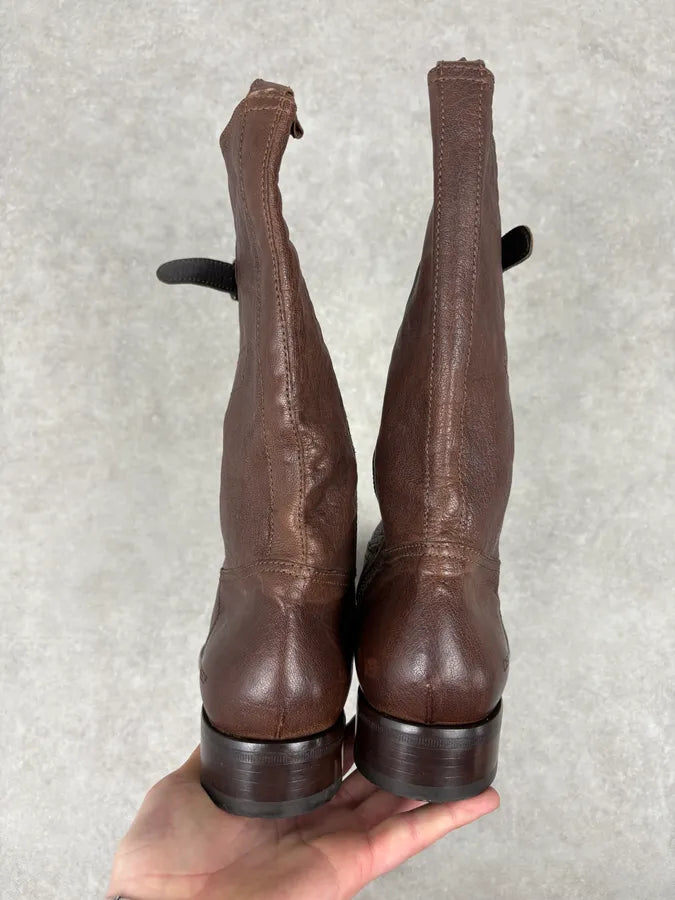AW2008 Dsquared2 Brown Ankle Leather Western Boots ofBoiKY 6