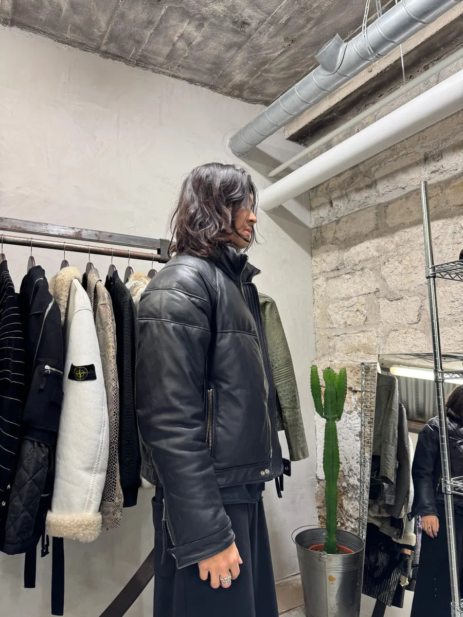 AW2008 Dsquared2 Puffer Black Leather Jacket (S) 11