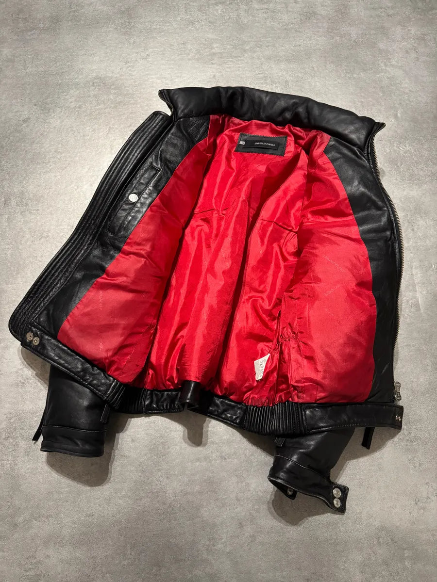 AW2008 Dsquared2 Puffer Black Leather Jacket (S) 2