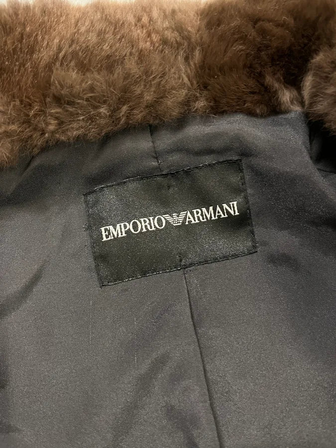 AW2008 Emporio Armani Black Leather Fur Collar Snake Skin Effect Jacket KeOzMjF 9