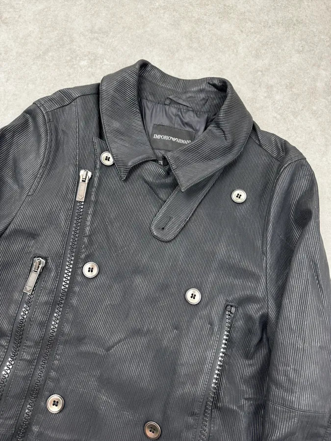 AW2008 Emporio Armani Black Avant-Garde Multi-Zip Long Jacket tsFqqMt 4