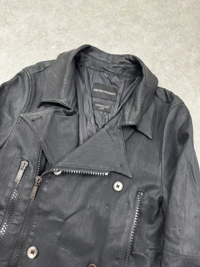 AW2008 Emporio Armani Black Avant-Garde Multi-Zip Long Jacket tsFqqMt 3