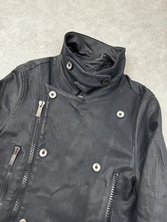AW2008 Emporio Armani Black Avant-Garde Multi-Zip Long Jacket tsFqqMt 5