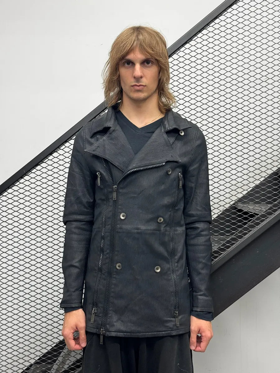 AW2008 Emporio Armani Black Avant-Garde Multi-Zip Long Jacket tsFqqMt 1