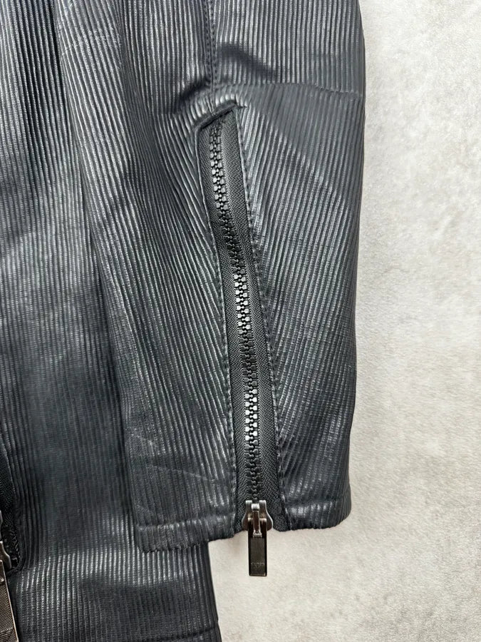 AW2008 Emporio Armani Black Avant-Garde Multi-Zip Long Jacket tsFqqMt 10