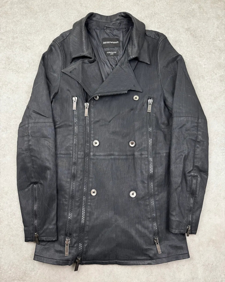 AW2008 Emporio Armani Black Avant-Garde Multi-Zip Long Jacket tsFqqMt 0