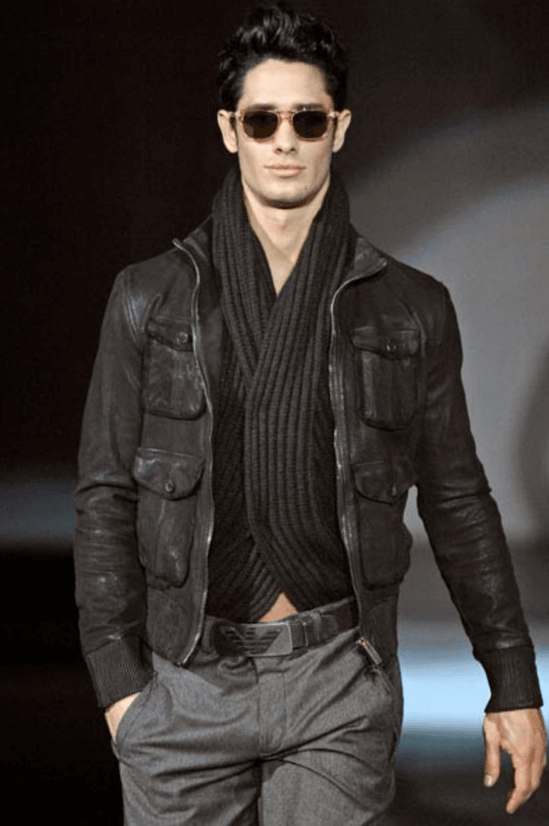 AW2008 Emporio Armani Multi Pockets Black Runway Biker Leather Jacket (M) mTlAZEm 1