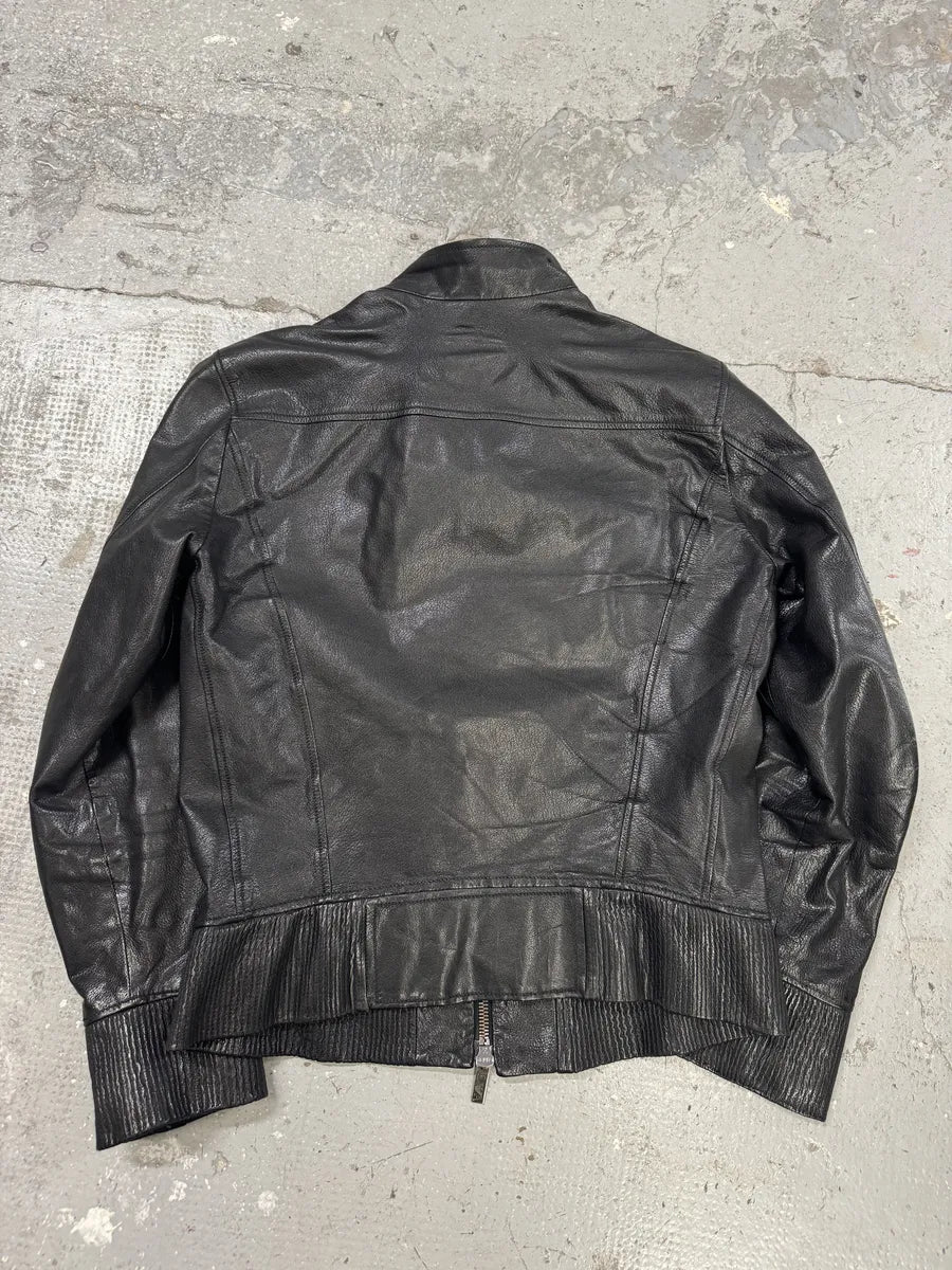 AW2008 Emporio Armani Multi Pockets Black Runway Biker Leather Jacket (M) mTlAZEm 2