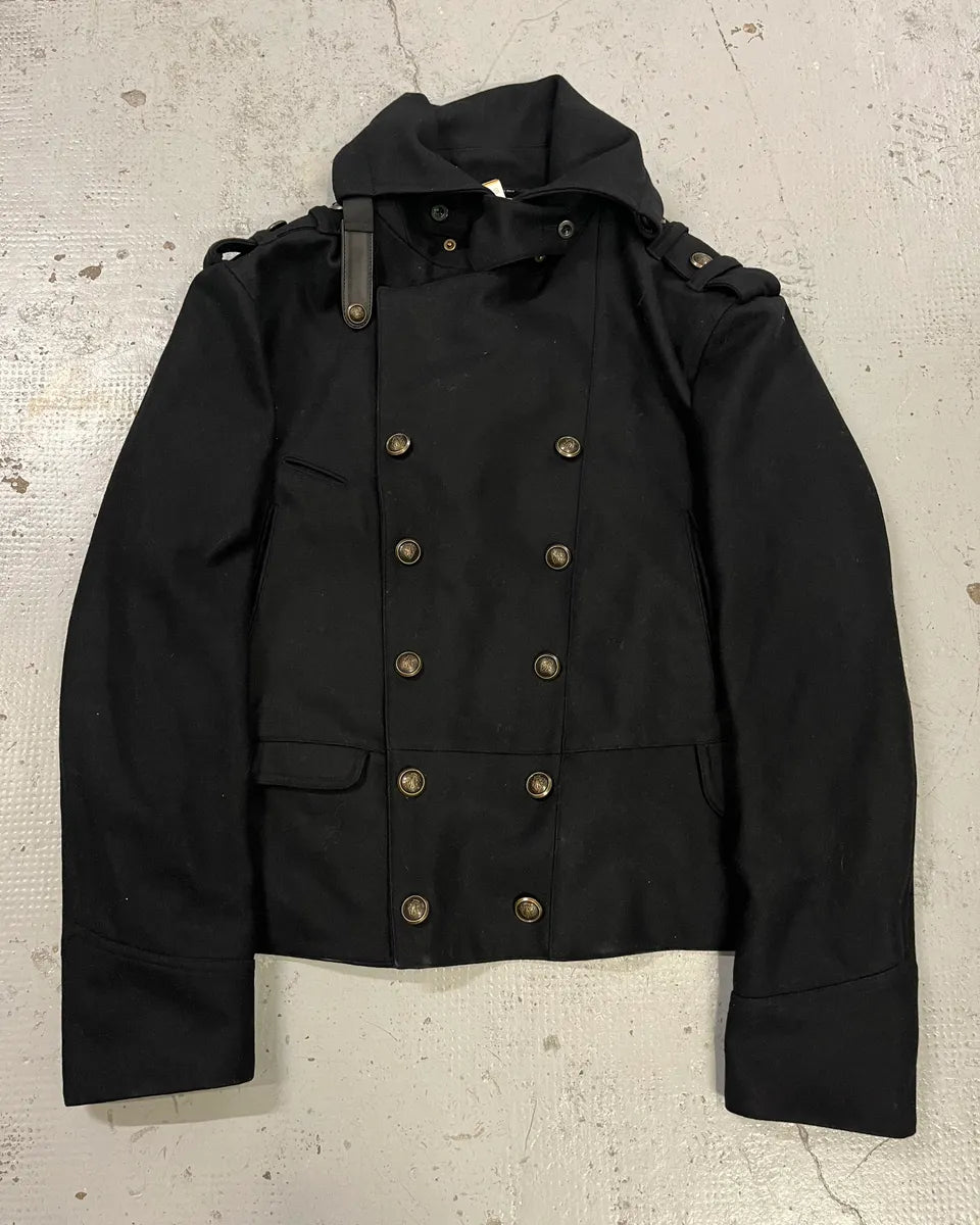 AW2008 Gucci Black Buttoned Officer Wool Jacket by Frida Giannini bBAQgJa 0
