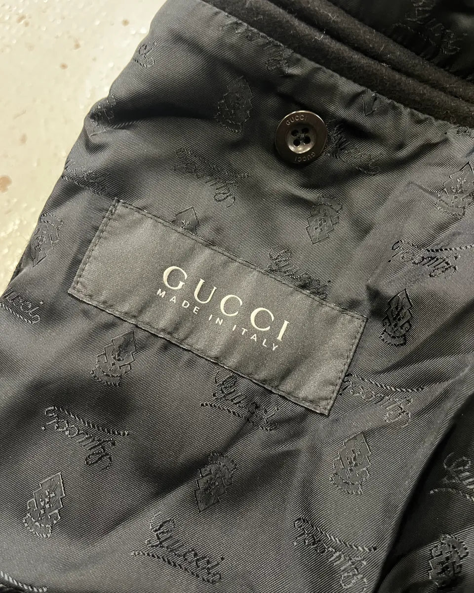 AW2008 Gucci Black Buttoned Officer Wool Jacket by Frida Giannini bBAQgJa 7