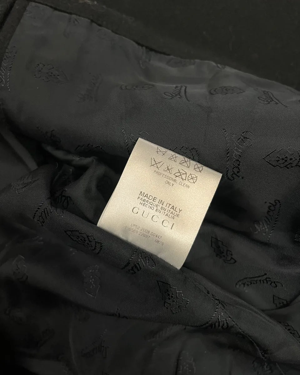 AW2008 Gucci Black Buttoned Officer Wool Jacket by Frida Giannini bBAQgJa 9
