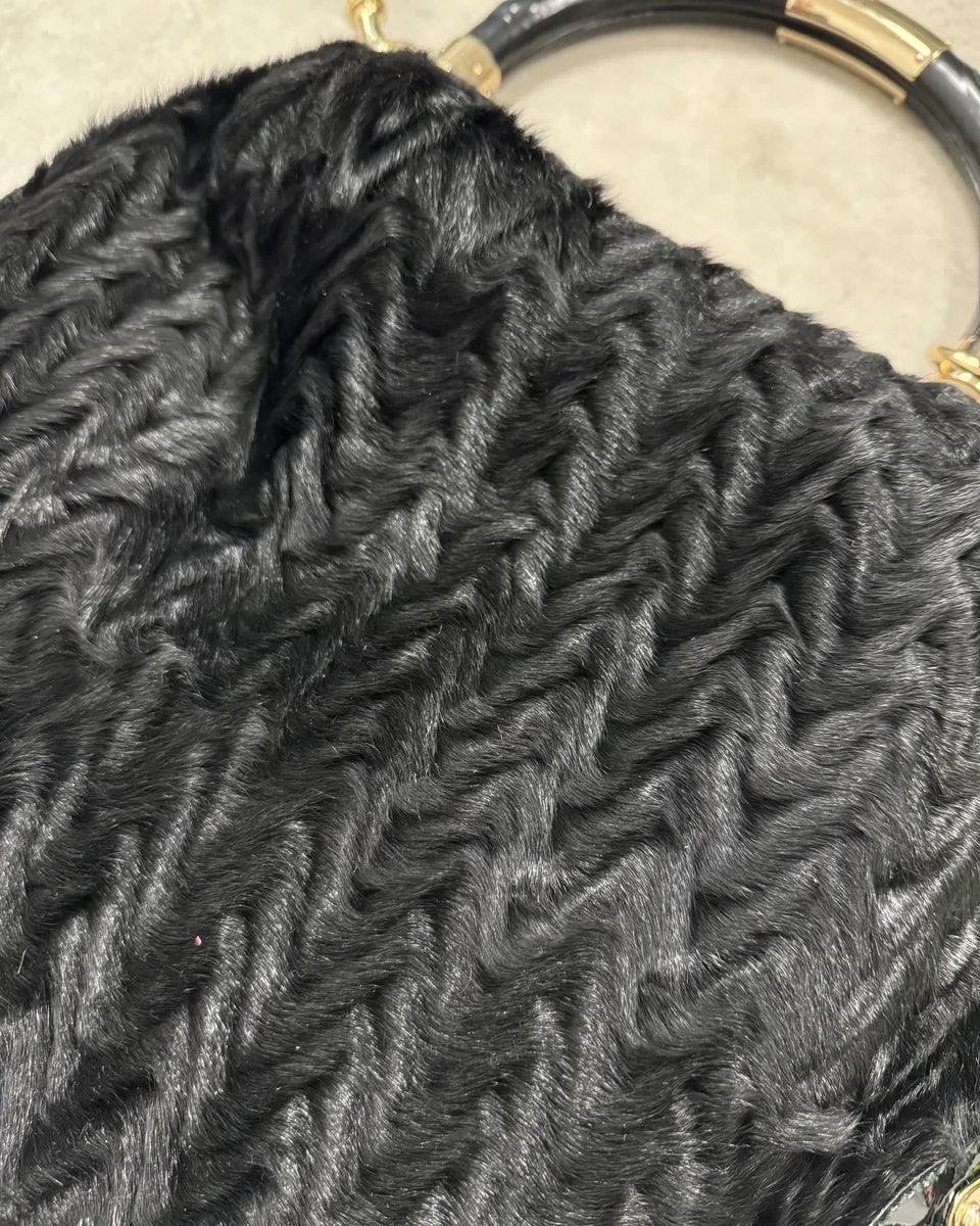 AW2008 Gucci Black Karakul Indy Fur Bamboo Handle Bag pqaxnSm 8