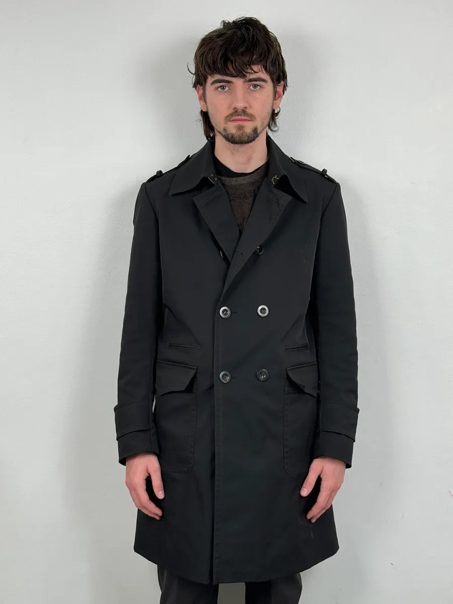 AW2008 Gucci Black Premium Buttoned Trench Coat UxhxdEj 1