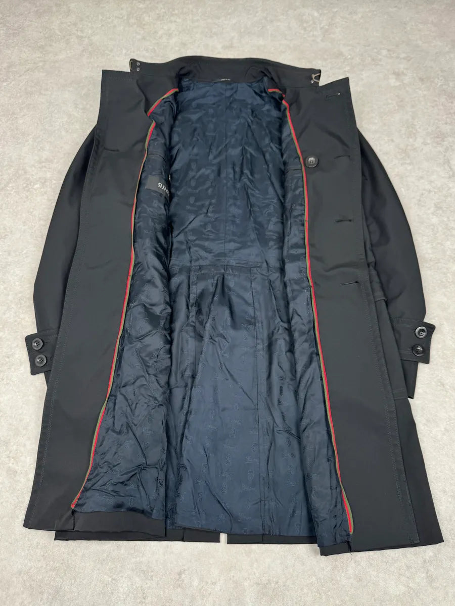 AW2008 Gucci Black Premium Buttoned Trench Coat UxhxdEj 7